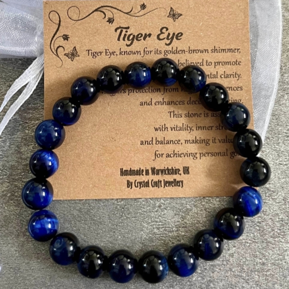 8 Bracelets Beaded Natural Gemstone Tigers Eye Chakra Stone Crystal Jewelry - Picture 6 of 13